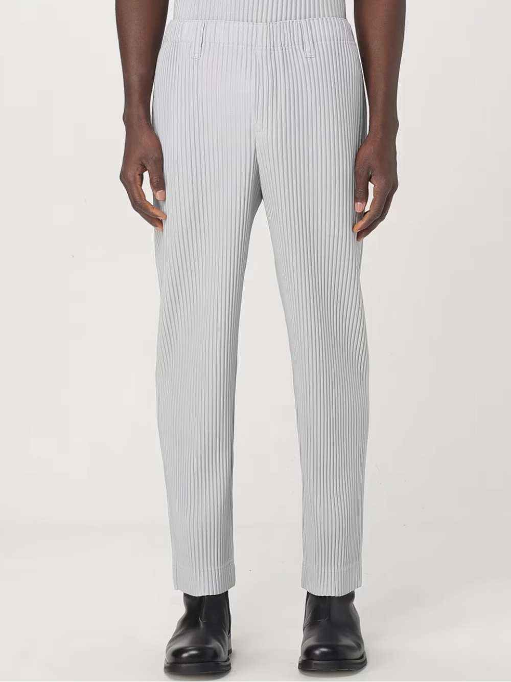 Homme Plissé Issey Miyake Basics Pleated Trousers in light grey Size 2